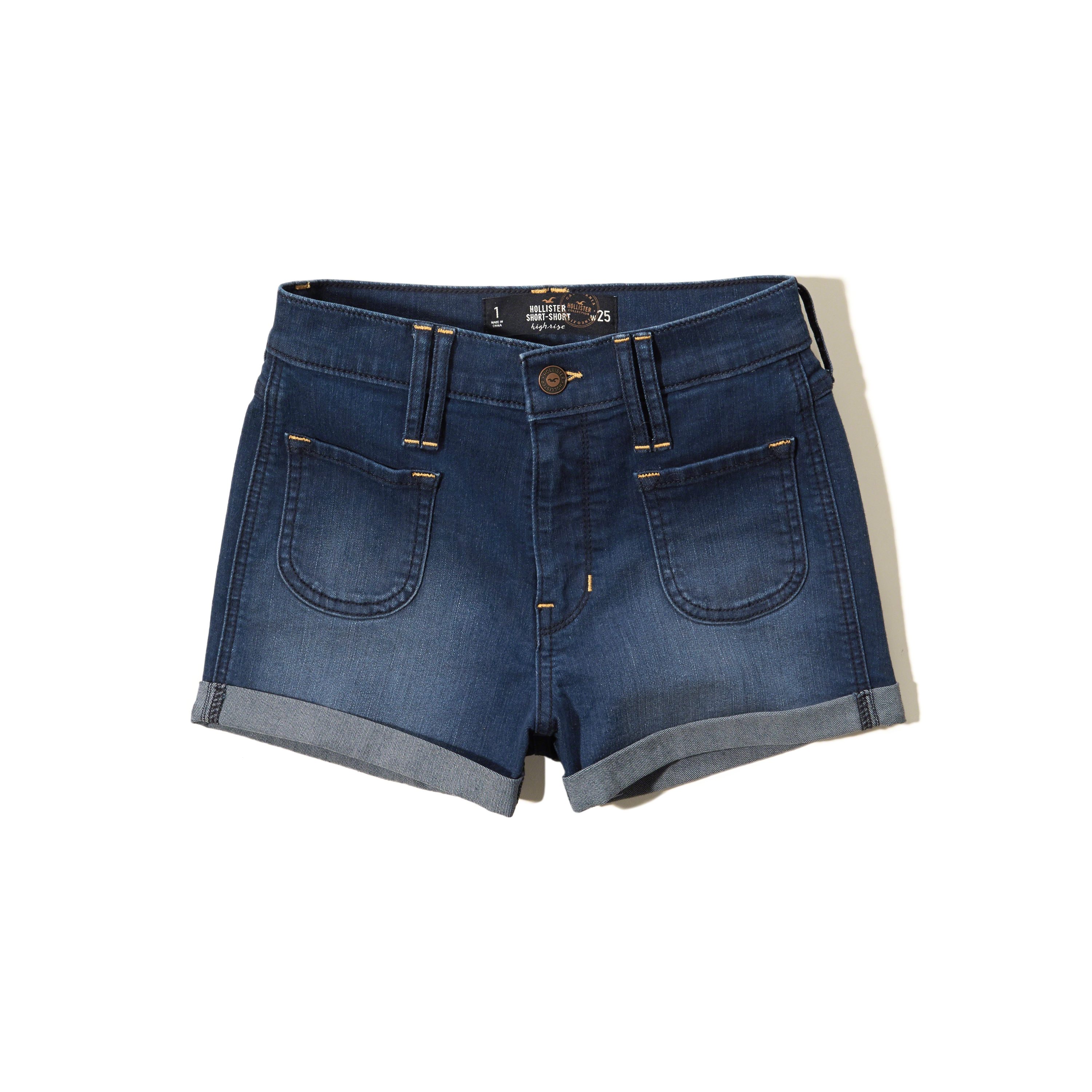 Lyst Hollister High Rise Denim Shortshorts in Blue
